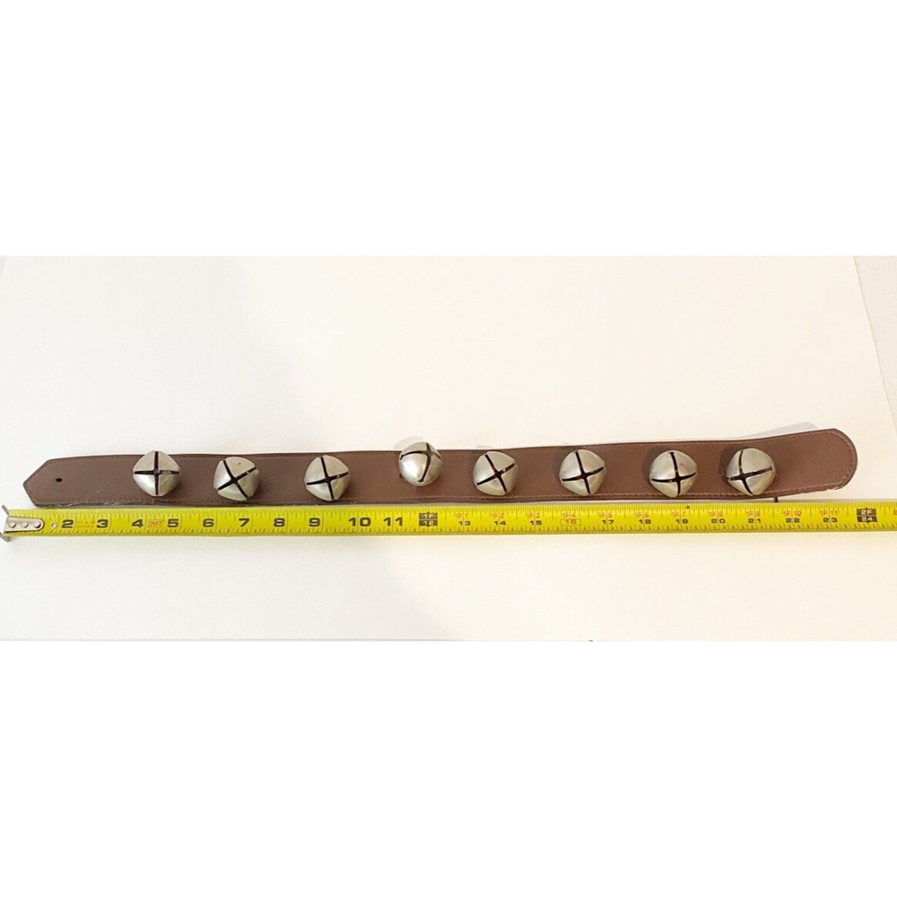Vintage Sleigh Bells Leather Strap 8 Bells Christmas Holiday Decor Door 24" - Picture 6 of 6